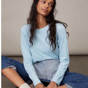 Anthropologie blue crop tee Small